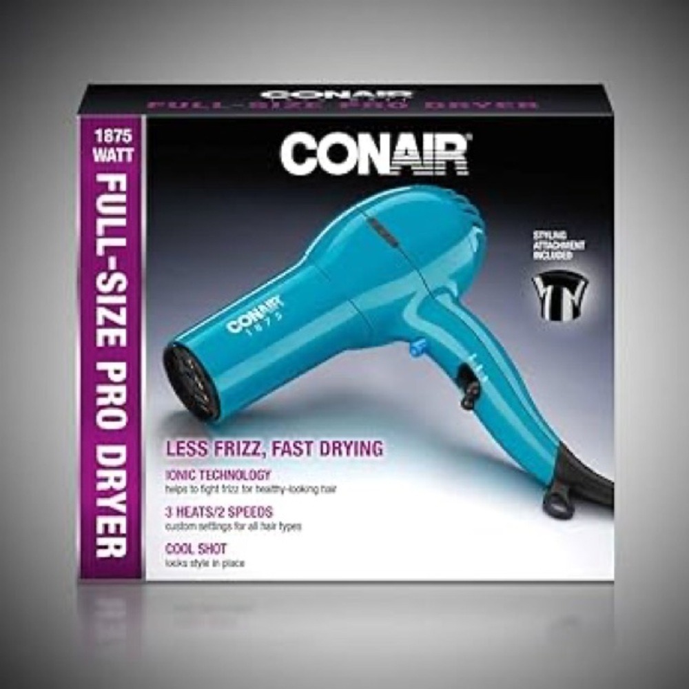 Conair‎ 1875 Watt Full-Size Pro Hair Dryer Teal Ionic Ceramic 225P